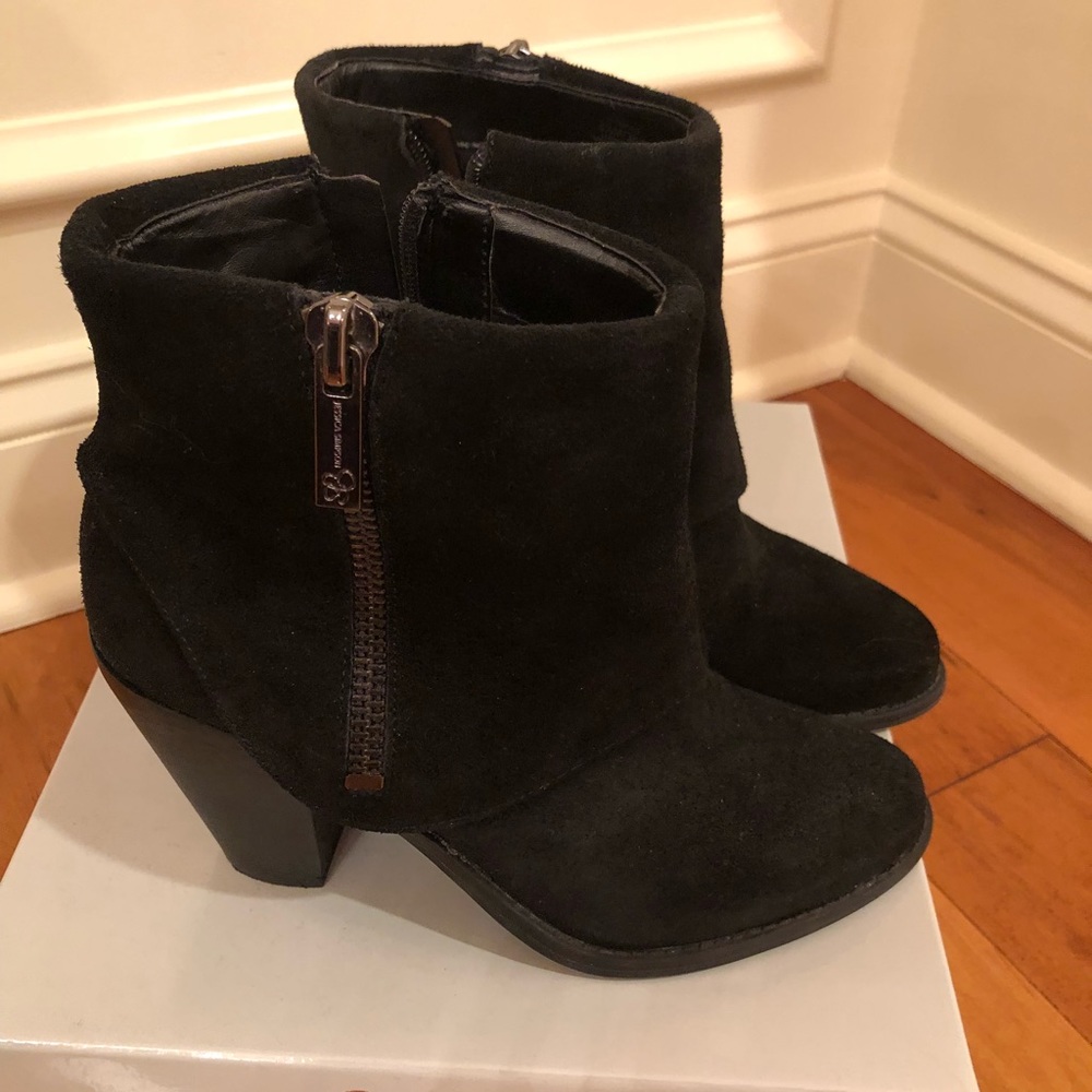 Suede booties.